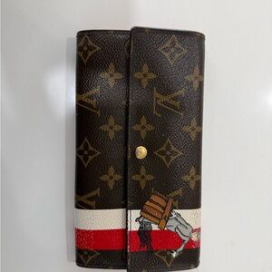 Louis Vuitton Monogram Key/Long Wallet with Red & White Stripe